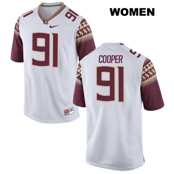 Women's NCAA Nike Florida State Seminoles #91 Robert Cooper College White Stitched Authentic Football Jersey KHE6169QX
